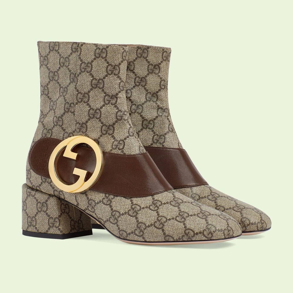NWB Gucci GG Supreme Blondie Chuck Heel Side Zip Boots Booties EU 38